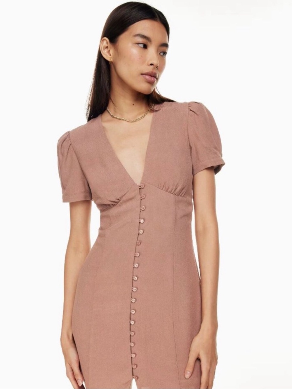 Aritzia Sunday Best Button-Front V-Neck Dress